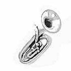 Charms. Sterling Silver, 12.5mm Width by 8.3mm Length by 24.1mm Height, Tuba Charm. Quantity Per Pack: 1 Piece.