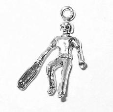 Charms. Sterling Silver, 17.2mm Width by 3.9mm Length by 25.1mm Height, Lacrosse Player Charm. Quantity Per Pack: 1 Piece.