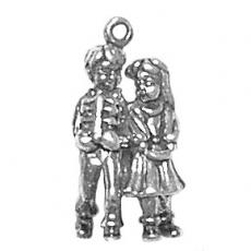 Charms. Sterling Silver, 11.6mm Width by 6.0mm Length by 22.7mm Height, Boy and Girl Walking Charm. Quantity Per Pack: 1 Piece.