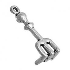 Charms. Sterling Silver, 7.7mm Width by 6.3mm Length by 21.4mm Height, Hand Rake Charm. Quantity Per Pack: 1 Piece.