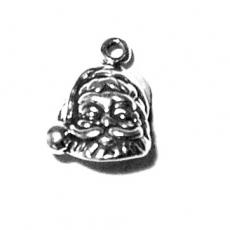 Charms. Sterling Silver, 11.5mm Width by 8.0mm Length by 15.1mm Height, Santa Head Charm. Quantity Per Pack: 1 Piece.