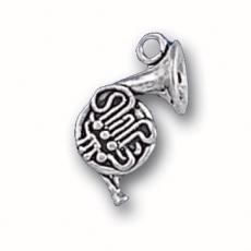 Charms. Sterling Silver, 15.8mm Width by 7.9mm Length by 17.1mm Height, French Horn Charm. Quantity Per Pack: 1 Piece.