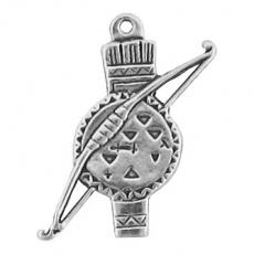 Charms. Sterling Silver, 13.5mm Width by 1.1mm Length by 16.6mm Height, Bow & Quiver Charm. Quantity Per Pack: 1 Piece.