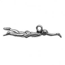 Charms. Sterling Silver, 28.6mm Width by 6.1mm Length by 7.8mm Height, Swimmer Charm. Quantity Per Pack: 1 Piece.