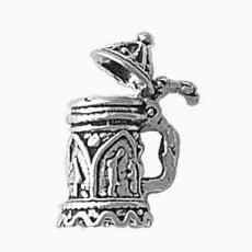 Charms. Sterling Silver, 12.8mm Width by 10.1mm Length by 19.4mm Height, Beer Stein Charm. Quantity Per Pack: 1 Piece.