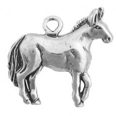 Charms. Sterling Silver, 19.2mm Width by 2.7mm Length by 18.4mm Height, Donkey Charm. Quantity Per Pack: 1 Piece.