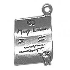 Charms. Sterling Silver, 11.5mm Width by 3.2mm Length by 17.9mm Height, Marriage License Charm. Quantity Per Pack: 1 Piece.