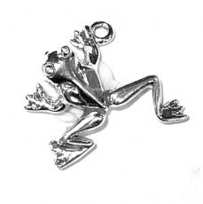 Charms. Sterling Silver, 20.3mm Width by 6.8mm Length by 21.2mm Height, Frog Charm. Quantity Per Pack: 1 Piece.