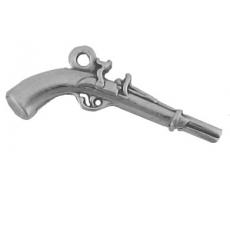 Charms. Sterling Silver, 20.5mm Width by 1.6mm Length by 7.5mm Height, Flintcock Gun Charm. Quantity Per Pack: 1 Piece.