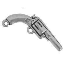 Charms. Sterling Silver, 27.1mm Width by 4.9mm Length by 16.1mm Height, Revolver Gun Charm. Quantity Per Pack: 1 Piece.