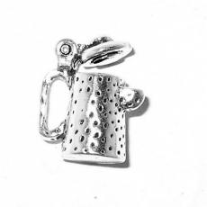 Charms. Sterling Silver, 12.1mm Width by 7.1mm Length by 13.4mm Height, Coffee Pot Charm. Quantity Per Pack: 1 Piece.