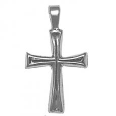 Charms. Sterling Silver, 17.6mm Width by 5.0mm Length by 30.4mm Height, Cross Pendant. Quantity Per Pack: 1 Piece.