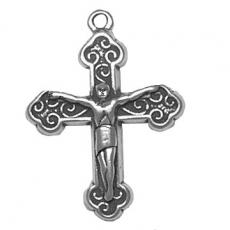 Charms. Sterling Silver, 22.1mm Width by 4.0mm Length by 29.2mm Height, Crucifix Charm. Quantity Per Pack: 1 Piece.