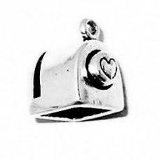 Charms. Sterling Silver, 10.8mm Width by 12.8mm Length by 14.4mm Height, Heart Stamp Charm. Quantity Per Pack: 1 Piece.