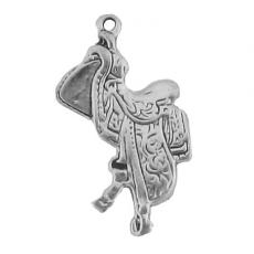 Charms. Sterling Silver, 11.8mm Width by 1.2mm Length by 22.4mm Height, Saddle Charm. Quantity Per Pack: 1 Piece.