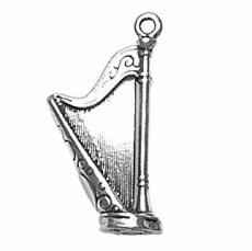 Charms. Sterling Silver, 12.7mm Width by 6.2mm Length by 25.0mm Height, Harp Charm. Quantity Per Pack: 1 Piece.