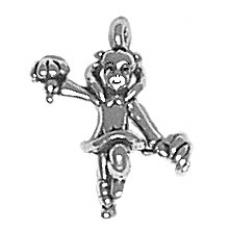 Charms. Sterling Silver, 6.2mm Width by 14.2mm Length by 17.2mm Height, Cheerleader Charm. Quantity Per Pack: 1 Piece.