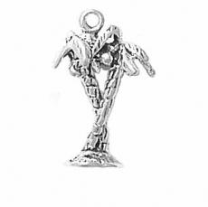 Charms. Sterling Silver, 14.5mm Width by 9.9mm Length by 22.5mm Height, Two Palm Trees Charm. Quantity Per Pack: 1 Piece.