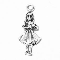 Charms. Sterling Silver, 10.1mm Width by 6.1mm Length by 23.0mm Height, Girl With Bible Charm. Quantity Per Pack: 1 Piece.