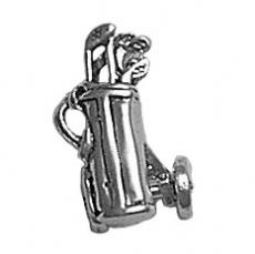 Charms. Sterling Silver, 15.7mm Width by 9.0mm Length by 9.9mm Height, Golf Cart With Golf Clubs Charm. Quantity Per Pack: 1 Piece.