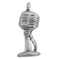 Charms. Sterling Silver, 9.7mm Width by 9.3mm Length by 22.2mm Height, Microphone Charm. Quantity Per Pack: 1 Piece.