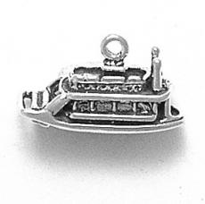 Charms. Sterling Silver, 20.9mm Width by 7.4mm Length by 11.8mm Height, Riverboat Charm. Quantity Per Pack: 1 Piece.