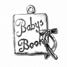 Charms. Sterling Silver, 17.0mm Width by 3.6mm Length by 21.1mm Height, Baby Book Charm. Quantity Per Pack: 1 Piece.