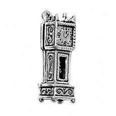 Charms. Sterling Silver, 8.4mm Width by 9.5mm Length by 24.1mm Height, Grandfather Clock Charm. Quantity Per Pack: 1 Piece.