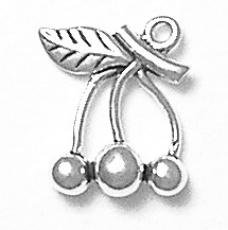 Charms. Sterling Silver, 13.6mm Width by 4.5mm Length by 16.4mm Height, Cherries Charm. Quantity Per Pack: 1 Piece.