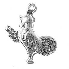 Charms. Sterling Silver, 18.8mm Width by 5.0mm Length by 19.6mm Height, Rooster Charm. Quantity Per Pack: 1 Piece.