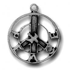 Charms. Sterling Silver, 19.9mm Width by 2.2mm Length by 23.2mm Height, Peace Symbol Charm. Quantity Per Pack: 1 Piece.