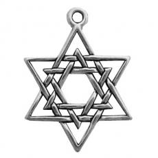 Charms. Sterling Silver, 13.6mm Width by 1.1mm Length by 18.6mm Height, Star of David Charm. Quantity Per Pack: 1 Piece.