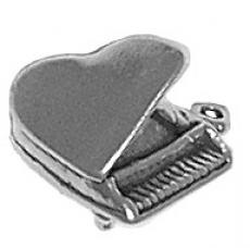 Charms. Sterling Silver, 13.7mm Width by 11.7mm Length by 14.0mm Height, Grand Piano Charm. Quantity Per Pack: 1 Piece.