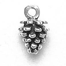 Charms. Sterling Silver, 9.2mm Width by 8.6mm Length by 13.7mm Height, Pinecone Charm. Quantity Per Pack: 1 Piece.