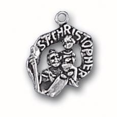 Charms. Sterling Silver, 17.0mm Width by 4.9mm Length by 20.5mm Height, Saint Christopher Charm. Quantity Per Pack: 1 Piece.