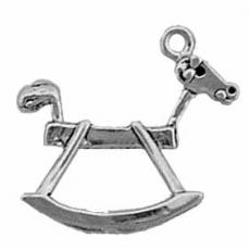 Charms. Sterling Silver, 22.5mm Width by 6.6mm Length by 21.1mm Height, Rocking Horse Charm. Quantity Per Pack: 1 Piece.