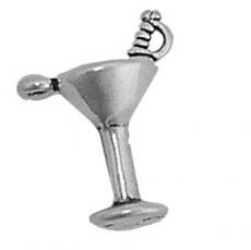 Charms. Sterling Silver, 8.6mm Width by 17.9mm Length by 13.8mm Height, Martini Charm. Quantity Per Pack: 1 Piece.