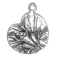 Charms. Sterling Silver, 16.1mm Width by 4.1mm Length by 19.7mm Height, Frog on Lily Pad Charm. Quantity Per Pack: 1 Piece.