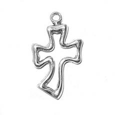 Charms. Sterling Silver, 13.4mm Width by 2.0mm Length by 22.3mm Height, Cross Charm. Quantity Per Pack: 1 Piece.