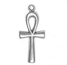 Load image into Gallery viewer, Charms. Sterling Silver, 11.6mm Width by 1.7mm Length by 26.3mm Height, Ankh Charm. Quantity Per Pack: 1 Piece.
