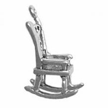 Load image into Gallery viewer, Charms. Sterling Silver, 9.8mm Width by 11.7mm Length by 18.4mm Height, Rocking Chair Charm. Quantity Per Pack: 1 Piece.
