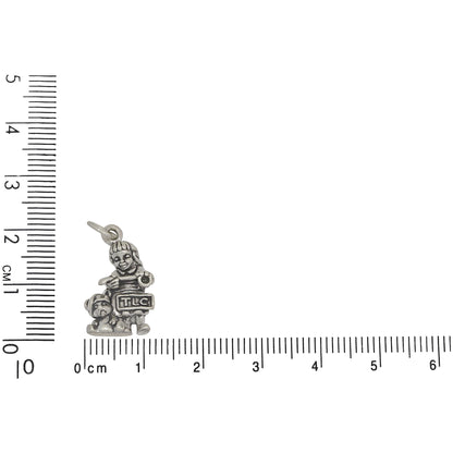 Sterling Silver, 12.3mm Width by 4.2mm Length by 19.9mm Height, Girl With Dog TLC Charm. Quantity Per Pack: 1 Piece.