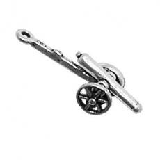 Charms. Sterling Silver, 9.6mm Width by 6.5mm Length by 25.1mm Height, Cannon Charm. Quantity Per Pack: 1 Piece.