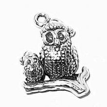 Load image into Gallery viewer, Charms. Sterling Silver, 14.5mm Width by 6.4mm Length by 19.4mm Height, Santa Owls Charm. Quantity Per Pack: 1 Piece.
