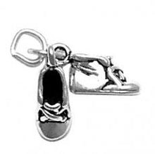 Load image into Gallery viewer, Charms. Sterling Silver, 6.9mm Width by 5.0mm Length by 13.8mm Height, Baby Booties Charms. Quantity Per Pack: 1 Piece.
