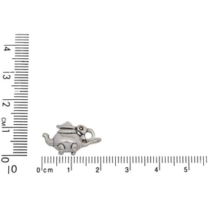 Sterling Silver, 10.9mm Width by 7.3mm Length by 17.7mm Height, Tea Pot Charm. Quantity Per Pack: 1 Piece.