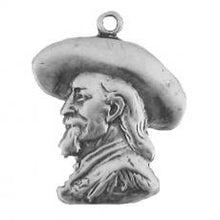 Load image into Gallery viewer, Charms. Sterling Silver, 16.5mm Width by 1.8mm Length by 20.9mm Height, Buffalo Bill Charm. Quantity Per Pack: 1 Piece.
