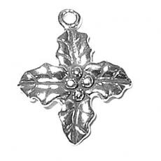 Charms. Sterling Silver, 16.4mm Width by 3.7mm Length by 20.0mm Height, Holly Plant Charm. Quantity Per Pack: 1 Piece.