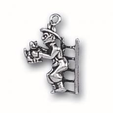 Charms. Sterling Silver, 15.4mm Width by 6.2mm Length by 21.4mm Height, Firefighter on Ladder Charm. Quantity Per Pack: 1 Piece.