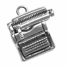 Charms. Sterling Silver, 14.7mm Width by 8.6mm Length by 16.7mm Height, Typewriter Charm. Quantity Per Pack: 1 Piece.